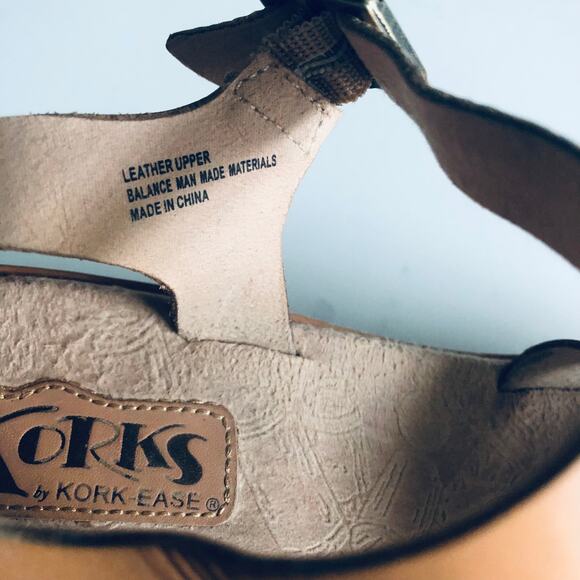 Kork-Ease 'Emilie' SZ 10 Tan Leather Wedge Comfort Sandal Platform - Picture 6 of 15